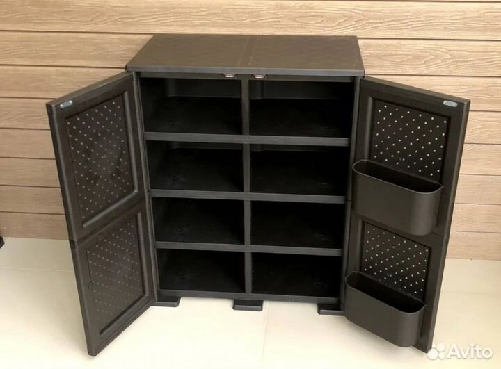 Тумба пластиковая под ротанг 3 полки