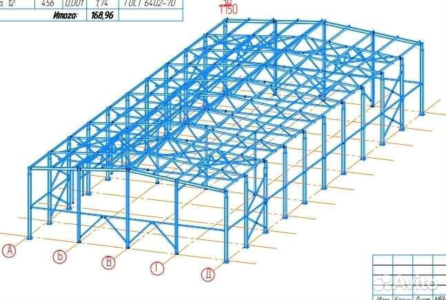 Каркас ангара 1500 м2 24х60 из сэндвич-панелей