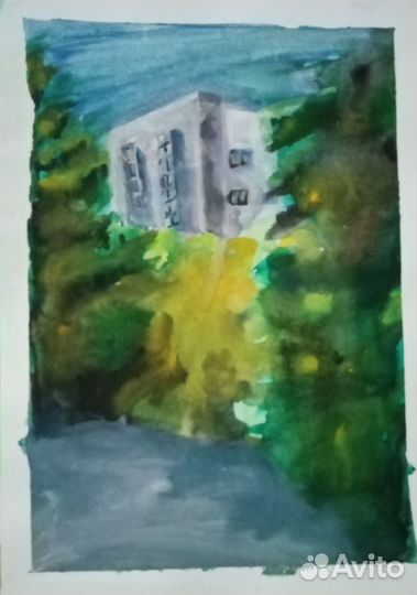 Картина акварель пейзаж