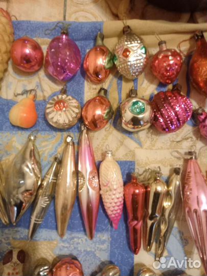 Елочные игрушки СССР на прищепке и нитке