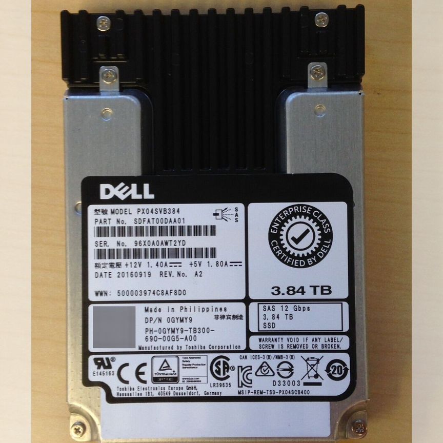 [5052584] Ssd Dell Toshiba Px05svb384y 3.84тб Sas Mlc 3dpwd 5052584