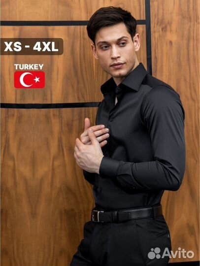 Рубашка черная мужская Rowan slim FIT