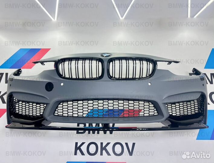 Бампер передний M3 F80 млук на BMW F30 с губой и р