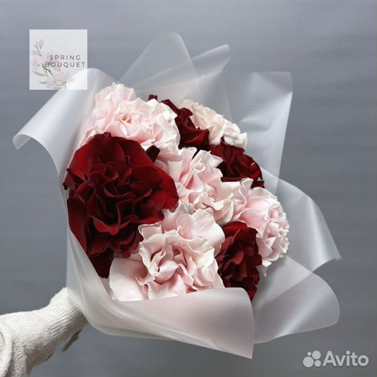 Розы Эквадор кустовые эвкалипт