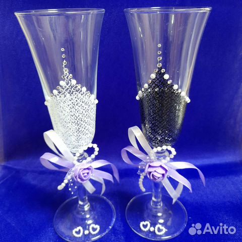 Свадебные бокалы ручной работы