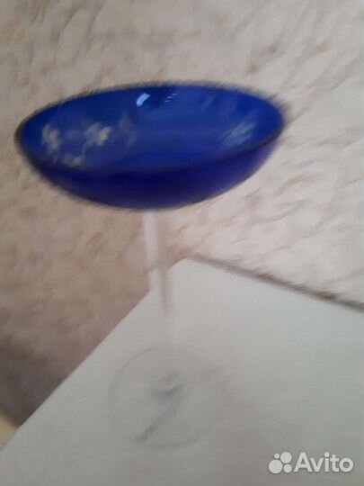 Ваза для фруктов на ножке цветное стекло СССР