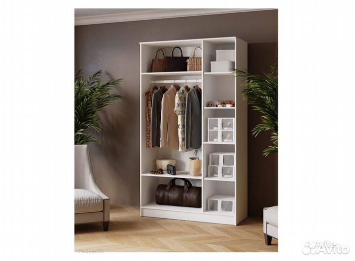 Шкаф комбинированный Ларс 1200 с зеркалом белый/ат