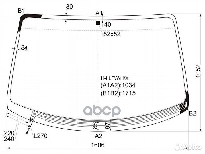 Стекло лобовое с обогревом щеток hyundai H1-STA