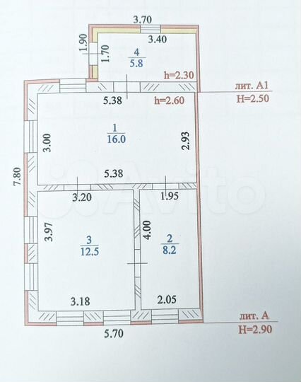 Дом 42,5 м² на участке 4,3 сот.