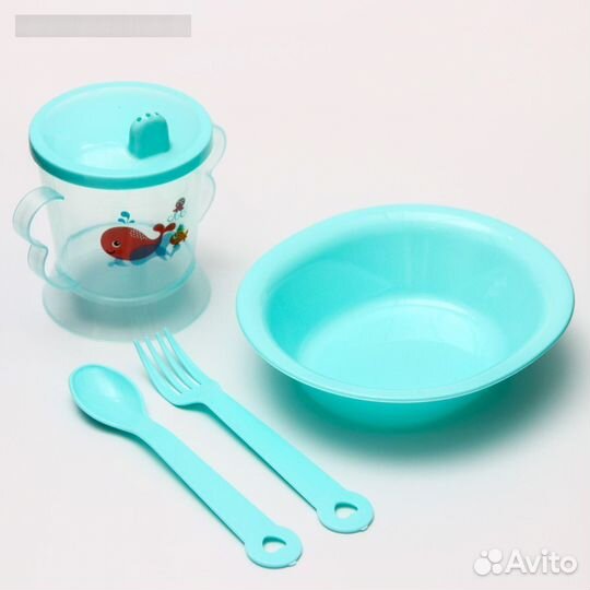 Набор для кормления: миска, поильник, вилка, ложка