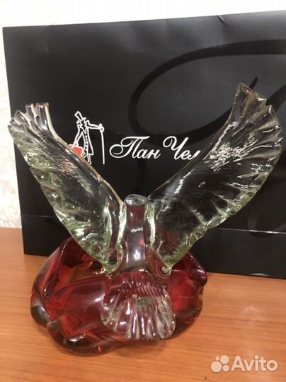 Пепельница гутная техника хрусталь двух цветов