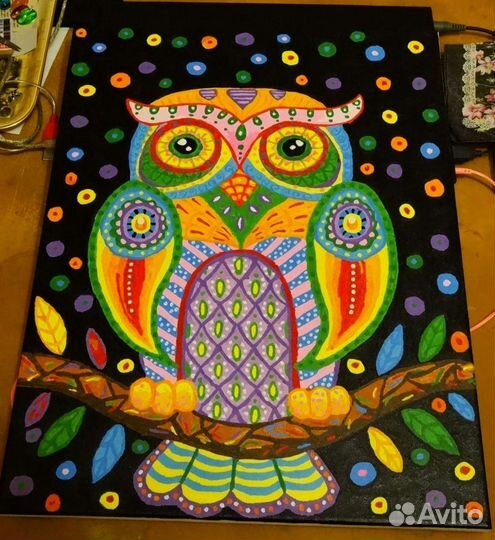 Сова- картина по номерам