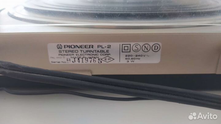 Виниловый проигрыватель Pioneer PL-2 Работающий