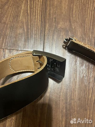 Ремень Бендесвер кожаный серный