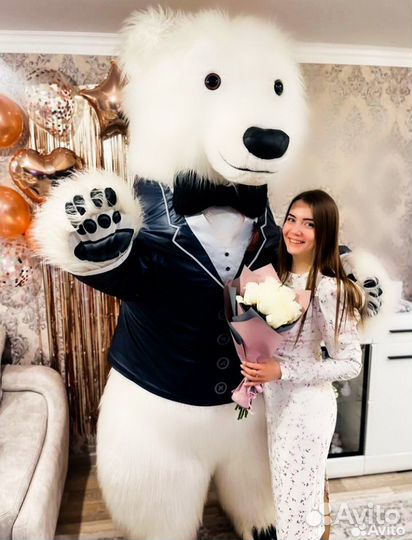 Большой белый пушистый миша гигант