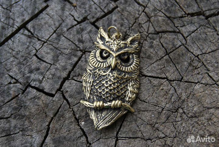 Подвеска Сова Сойка Петух Феникс бронза