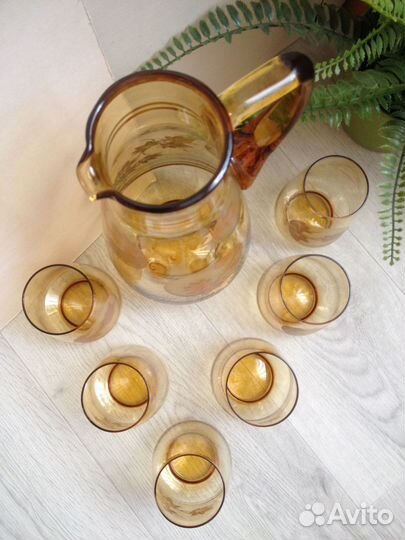 Кувшин со стаканами. Bohemia. Чехословакия