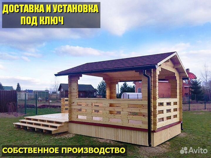 Беседка для дачи деревянная из бруса под ключ