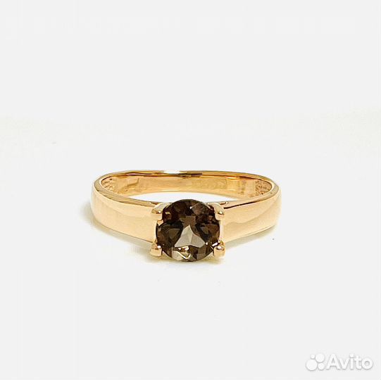 Золотое кольцо с раухтопазом и фианитами