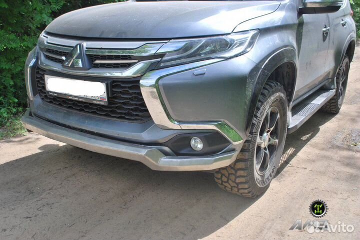 Силовые пороги амз для Mitsubishi Pajero Sport 201