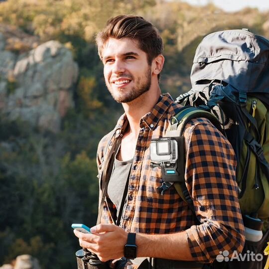 Крепление-зажим на рюкзак для для gopro поворот 36