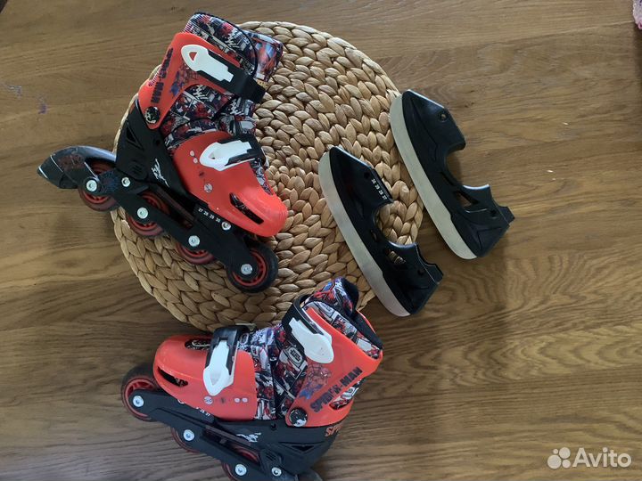 Ролики и коньки, 2в1, детские раздвижные, 27-30