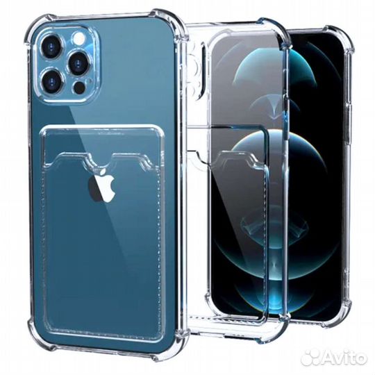 Чехол на iPhone 11 прозрачный с карманом