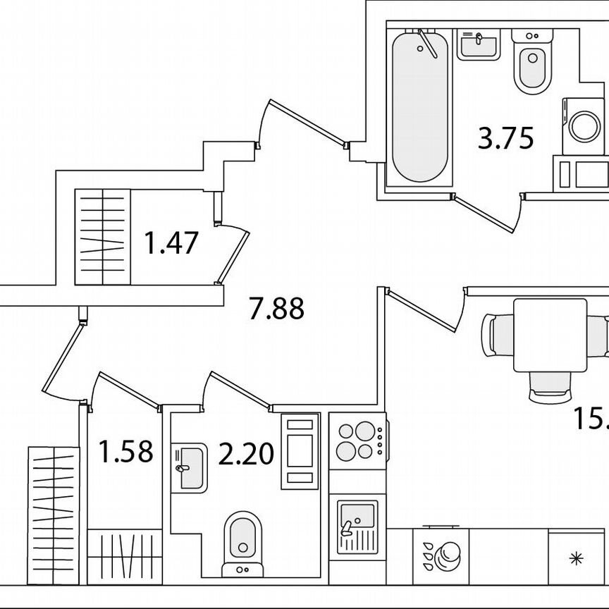 2-к. квартира, 58,5 м², 8/9 эт.