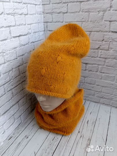 Шапка + снуд пух норки