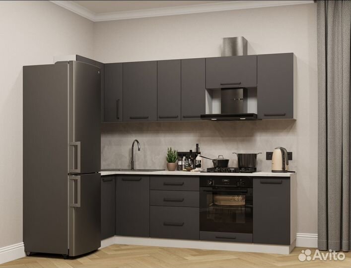 Кухня Тоскана угловая 1х2 м В1 К 1 графит