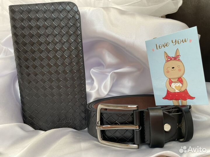 Мужской подарочный набор ремень портмоне