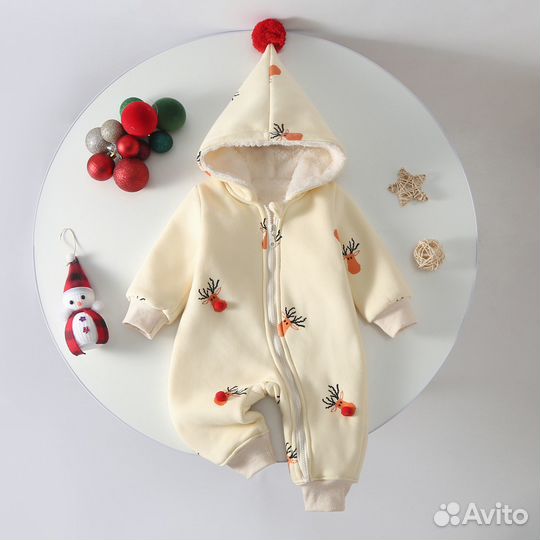Комбинезон утепленный для малыша с капюшоном с оле