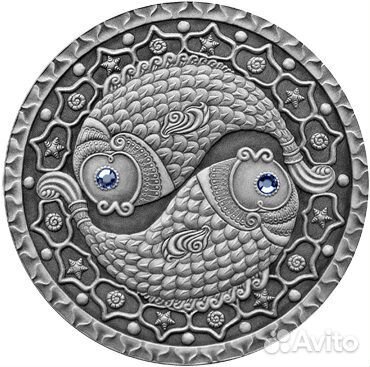 Монета Рыбы Знаки Зодиака серебро Беларусь 2009год