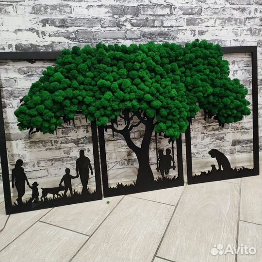 Панно со мхом круглое