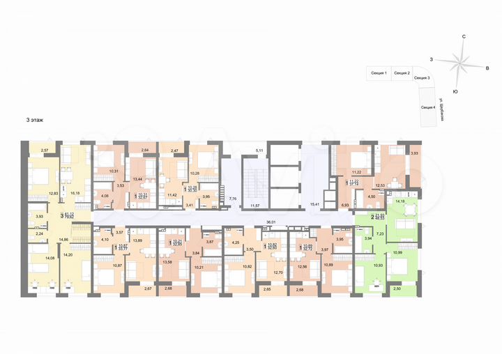 2-к. квартира, 58,8 м², 3/23 эт.