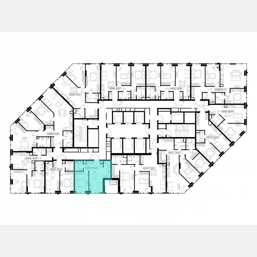 1-к. квартира, 40,7 м², 25/46 эт.