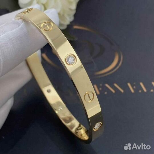 Браслет Cartier Love, 4 брилл., желтое золото 0,42ct