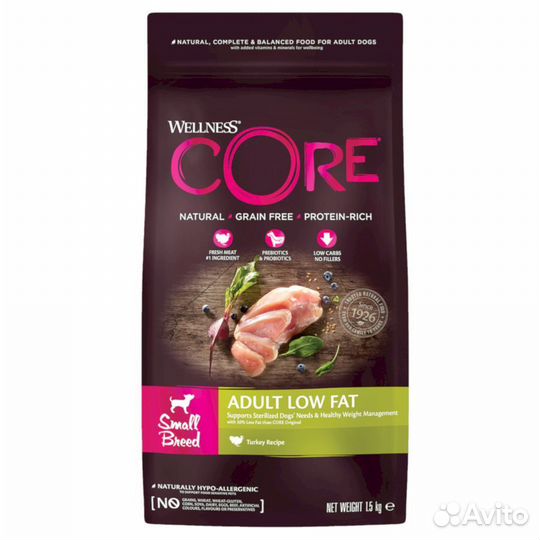 Wellness core Сухой корм для взрослых собак мелких