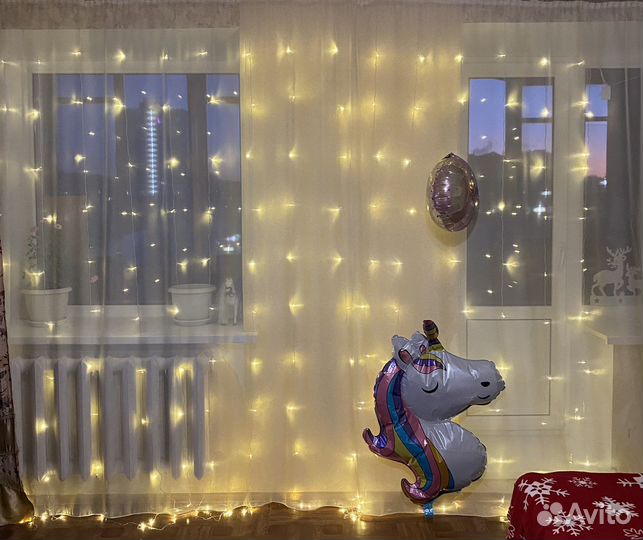 Гирлянда штора на окно 3х3