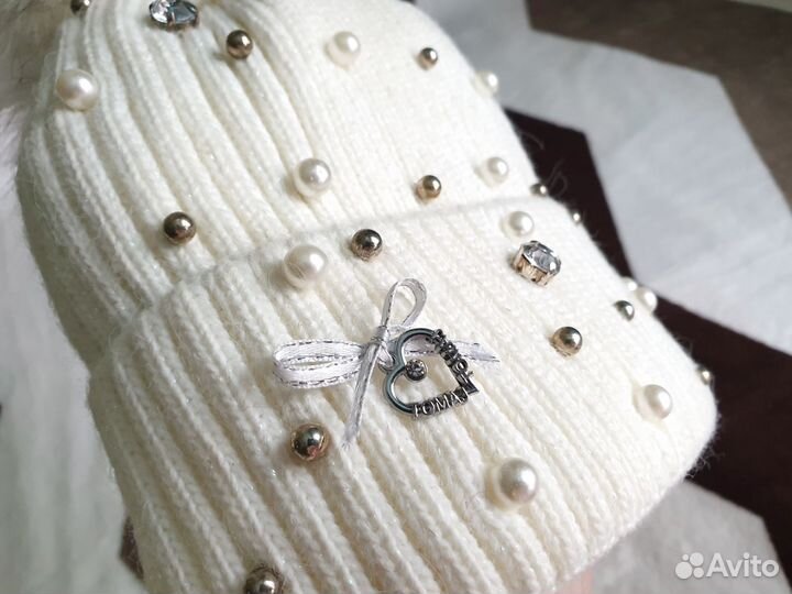 Зимняя шапка на флисе для девочки 54 на 6-10 лет