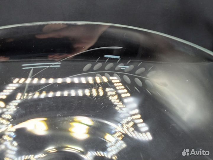 Конфетница на ножке ваза стекло резьба Колоски