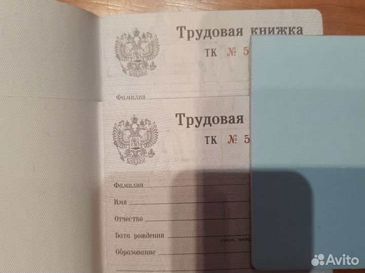 Трудовая книжка и вкладыш