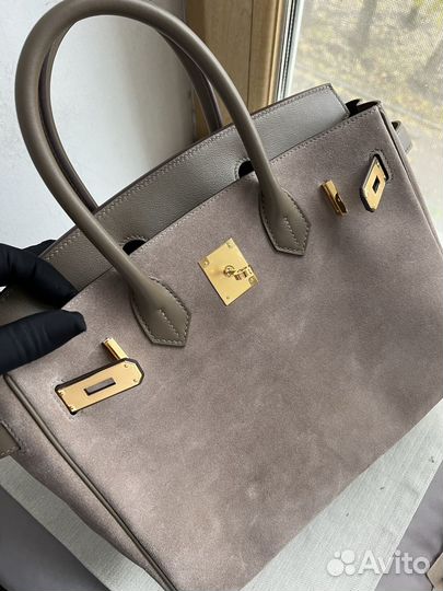 Сумка Hermes Birkin 30 suede/swift gold