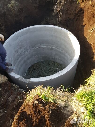 Колодец септик из жб колец копка бурение машиной