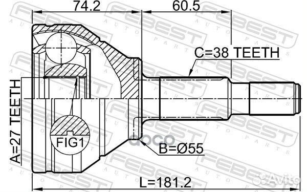 ШРУС наружный 27X55X38 ford explorer V TUB 2011