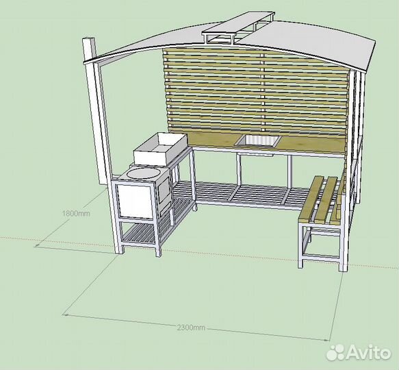 Мангальная зона с крышей