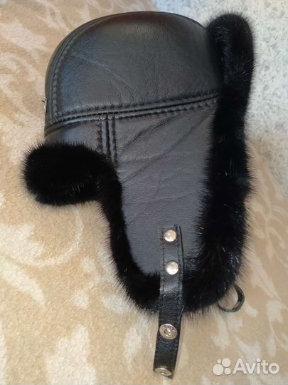 Шапка ушанка детская новая кожа и норка