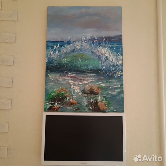 Большая картина маслом на холсте морской пейзаж