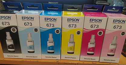 Новые оригинальные чернила epson 673, комплект