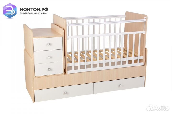 Кровать детская Фея 1100 дуб пастельный / белый